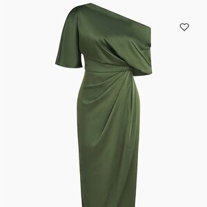 Theia Olive Green One-Shoulder Dress